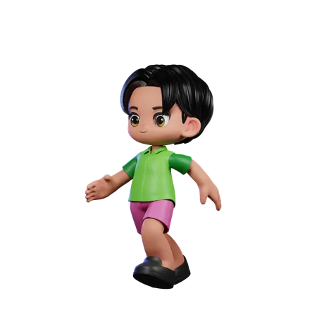 Pose de corrida de menino fofo  3D Illustration