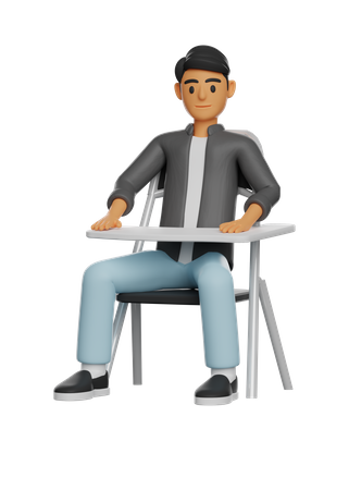 Pose de menino sentado  3D Illustration