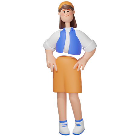 Pose de mujer de pie  3D Illustration