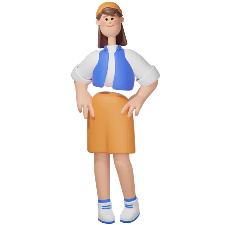 Pose de mujer de pie  3D Illustration