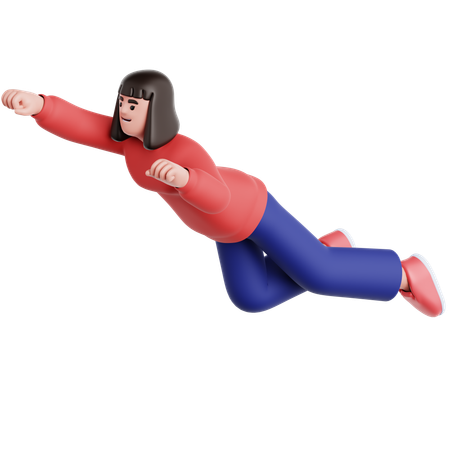 Mujer volando pose  3D Illustration