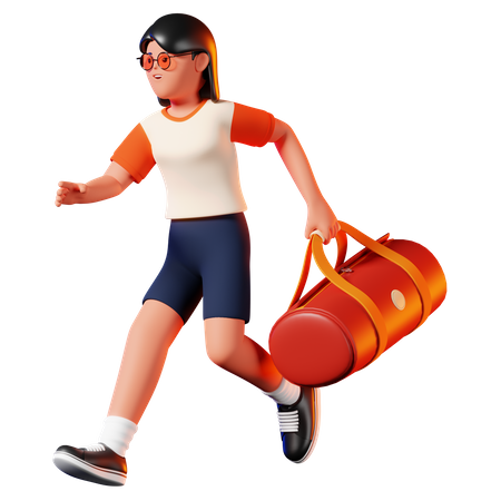 Pose de mulher carregando uma bolsa  3D Illustration