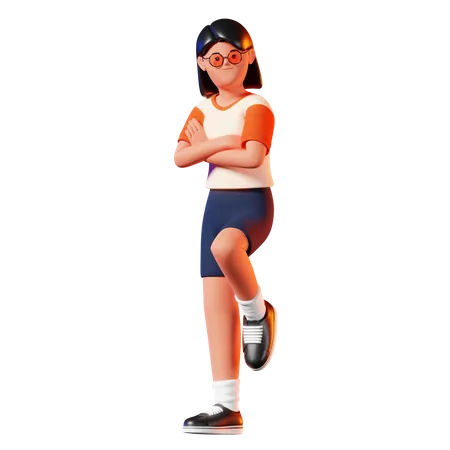 Pose de mulher encostada na parede  3D Illustration