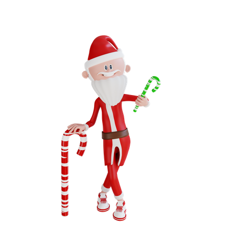 Papai Noel com pose de doce  3D Illustration