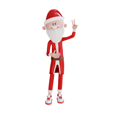 Papai Noel fazendo pose de vitória  3D Illustration
