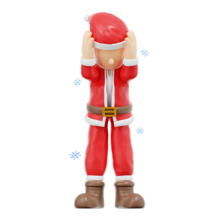 Pose de papai noel muito confuso  3D Illustration