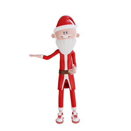 Papai Noel levantando a mão direita  3D Illustration