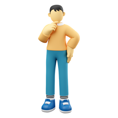 Pose de pensamento de personagem masculino  3D Illustration