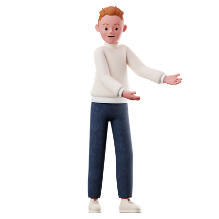 Personagem masculino mostrando algo pose  3D Illustration