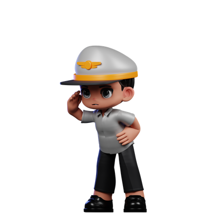 Pose de petit pilote regardant  3D Icon