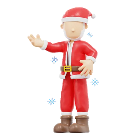 Pose de présentation du père Noël  3D Illustration