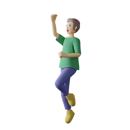 Pose casual de salto de pessoa  3D Illustration