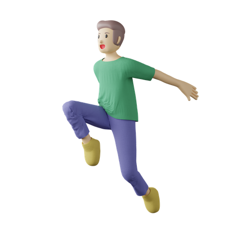 Pose de salto em altura de pessoa casual  3D Icon