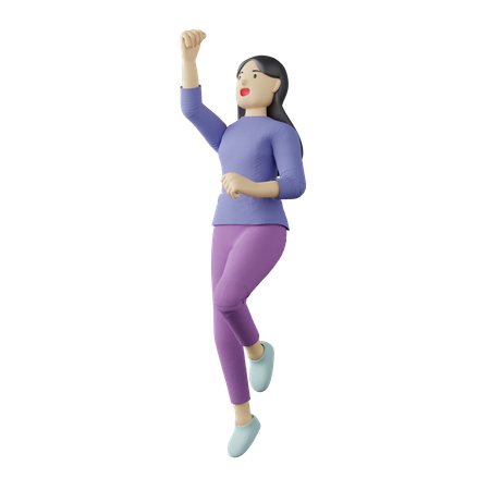 Pose casual de salto feminino  3D Illustration