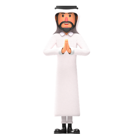 Pose de saudação de homem muçulmano  3D Illustration