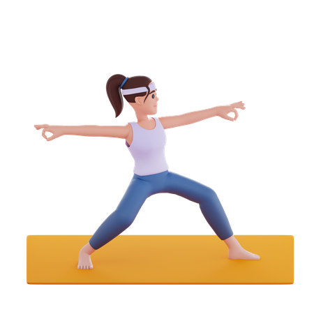 Pose de surf yoga  3D Illustration