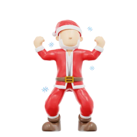 Pose de vitória do Papai Noel  3D Illustration