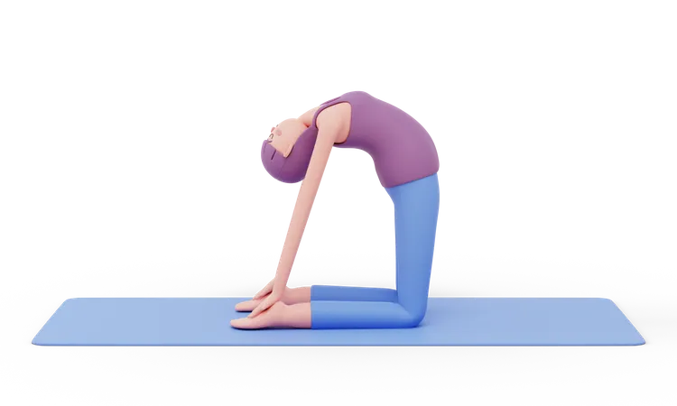 Postura de yoga de camello  3D Illustration