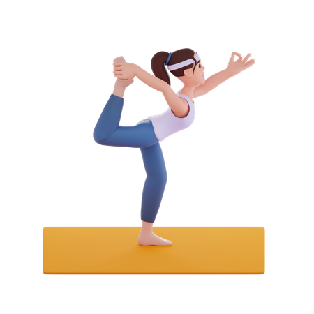 Postura de yoga del pájaro  3D Illustration