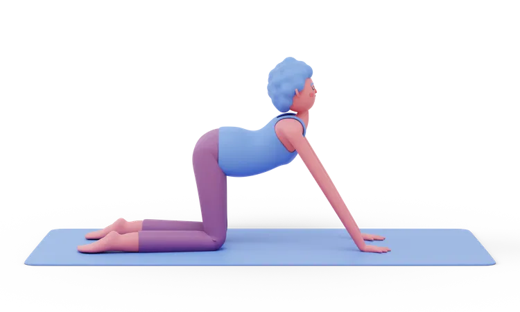 Pose de yoga de vache  3D Illustration