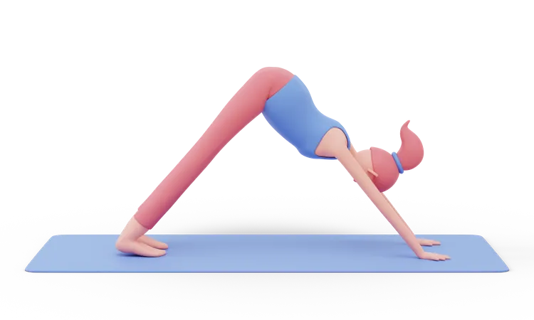 Pose de yoga vers le bas  3D Illustration