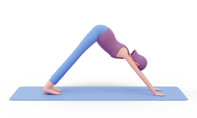 Pose de yoga vers le bas  3D Illustration