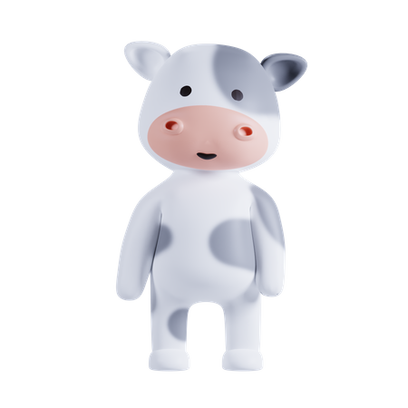 Pose fofa de vaca  3D Illustration