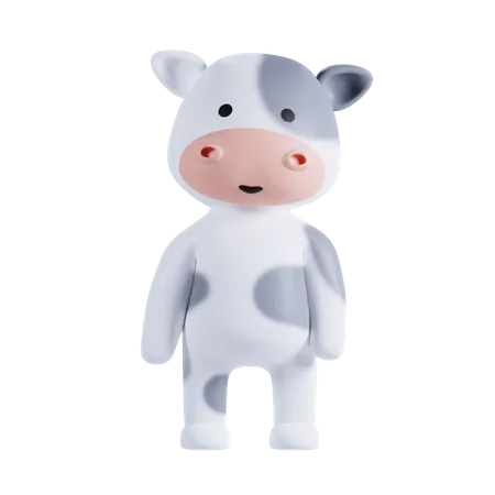 Pose fofa de vaca  3D Illustration