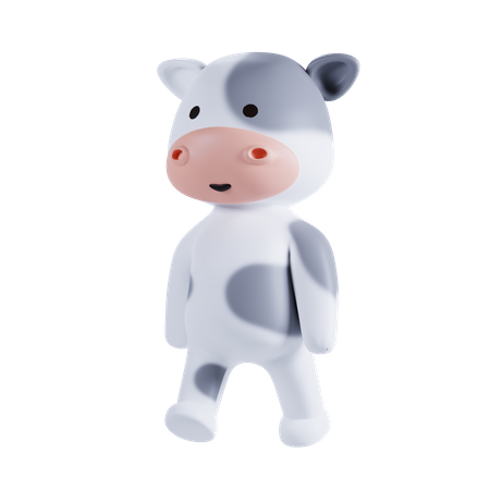 Pose fofa de vaca  3D Illustration