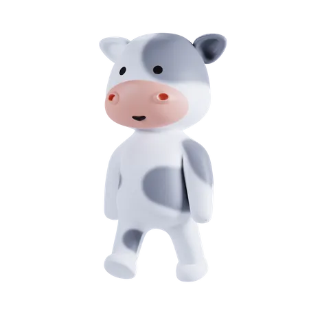 Pose fofa de vaca  3D Illustration