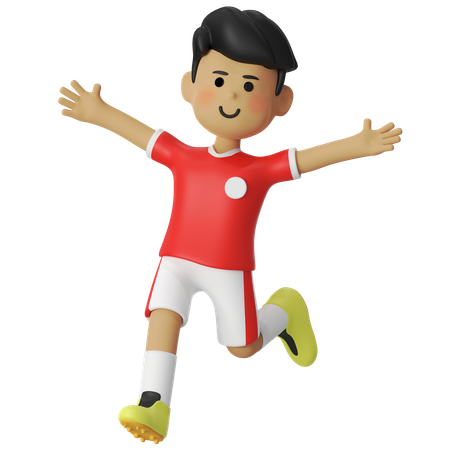 Pose gagnante joueur de football garçon  3D Illustration