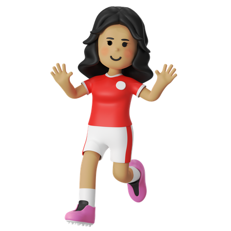 Pose gagnante d'une joueuse de football  3D Illustration