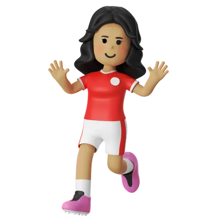 Pose gagnante d'une joueuse de football  3D Illustration