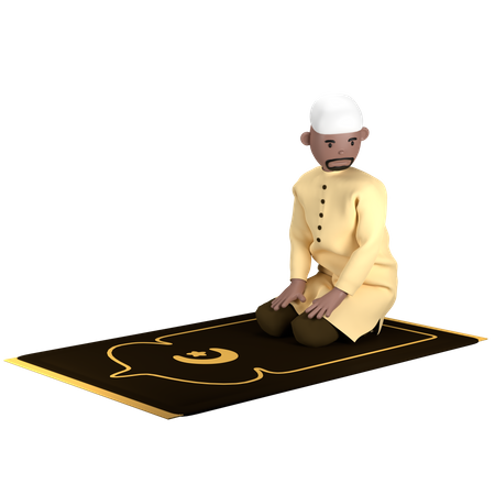 Homem Islâmico em Salam Pose  3D Illustration