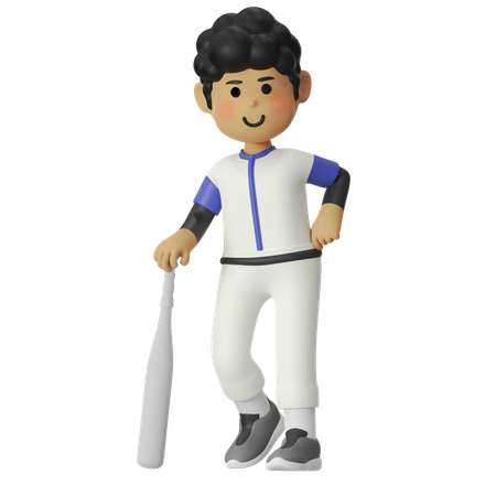 Pose d'un garçon joueur de baseball  3D Icon