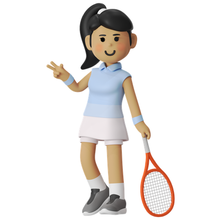 Pose de joueuse de tennis  3D Illustration