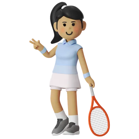 Pose de joueuse de tennis  3D Illustration