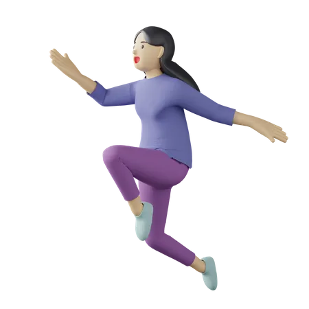 Pose de levantamiento femenina casual  3D Illustration
