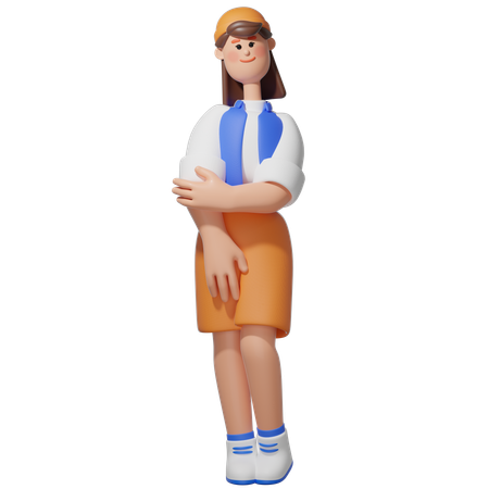 Mulheres se sentindo tímidas pose  3D Illustration