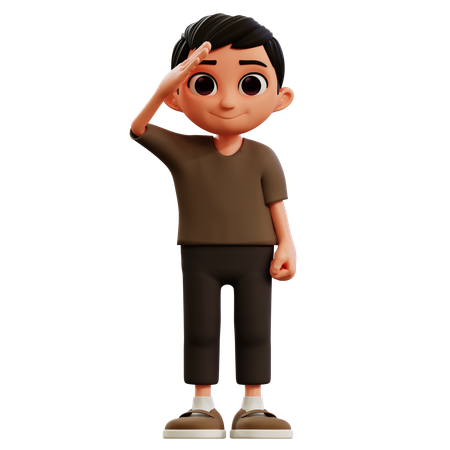 Pose de respeito do menino pequeno  3D Illustration