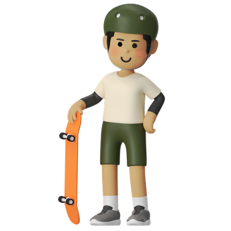 Pose Skateboard Boy  3D Icon