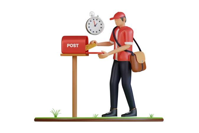 Postman  3D Illustration