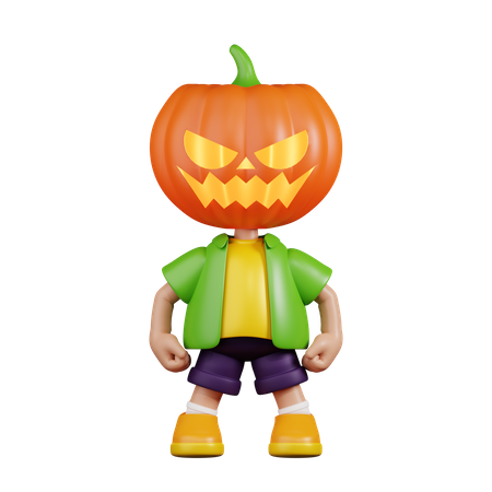 Postura del héroe calabaza  3D Illustration