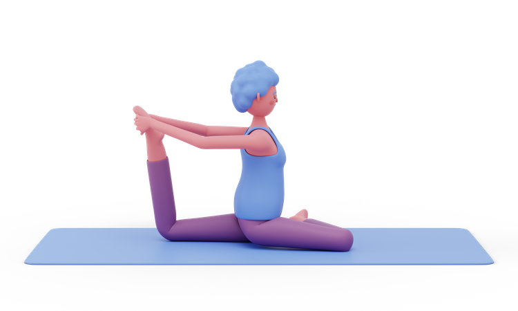 Postura de yoga de paloma con una pierna.  3D Illustration