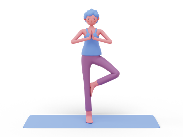 Postura de yoga del árbol  3D Illustration