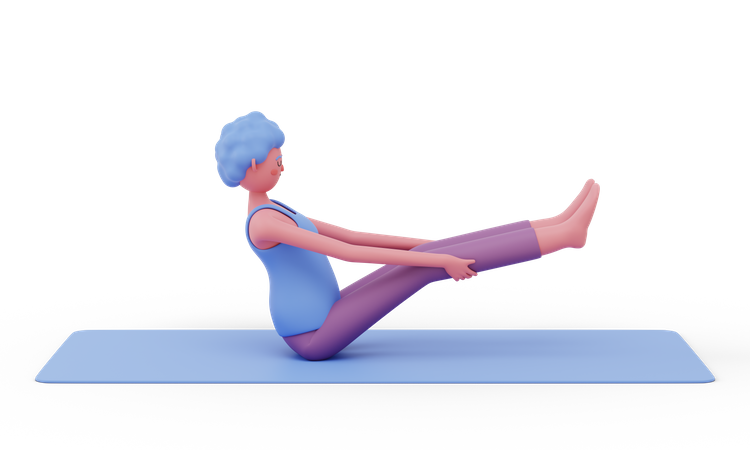 Postura de yoga en barco  3D Illustration