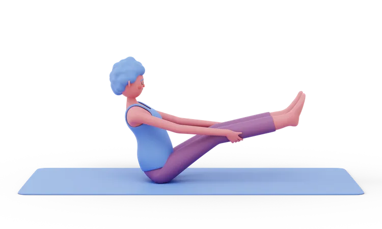 Postura de yoga en barco  3D Illustration