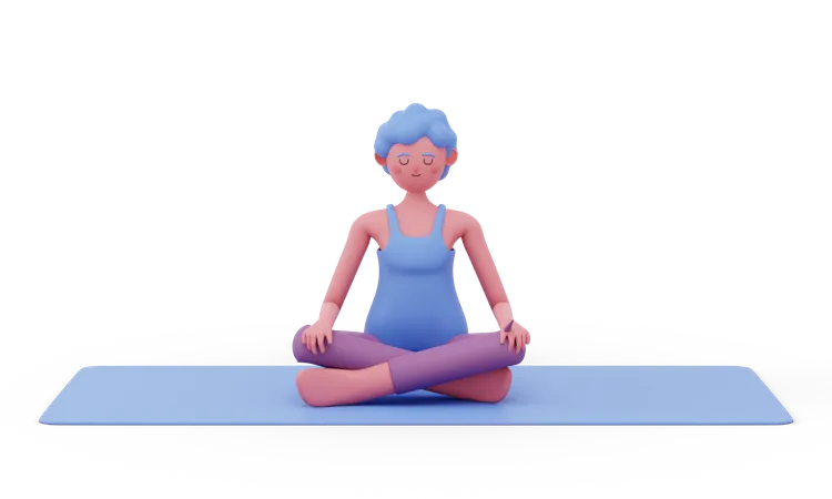Postura de yoga fácil  3D Illustration