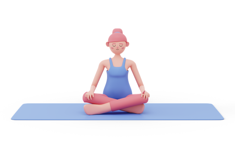 Postura de yoga fácil  3D Illustration