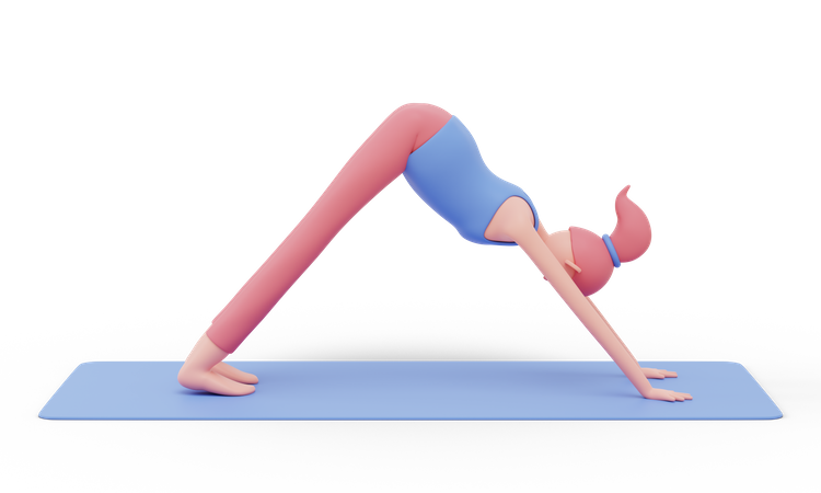 Postura de yoga hacia abajo  3D Illustration